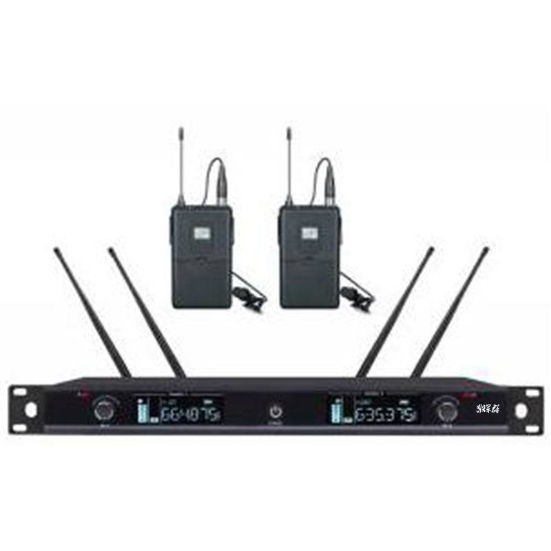 真分集液晶（jīng）可調無線麥克風（雙領夾）